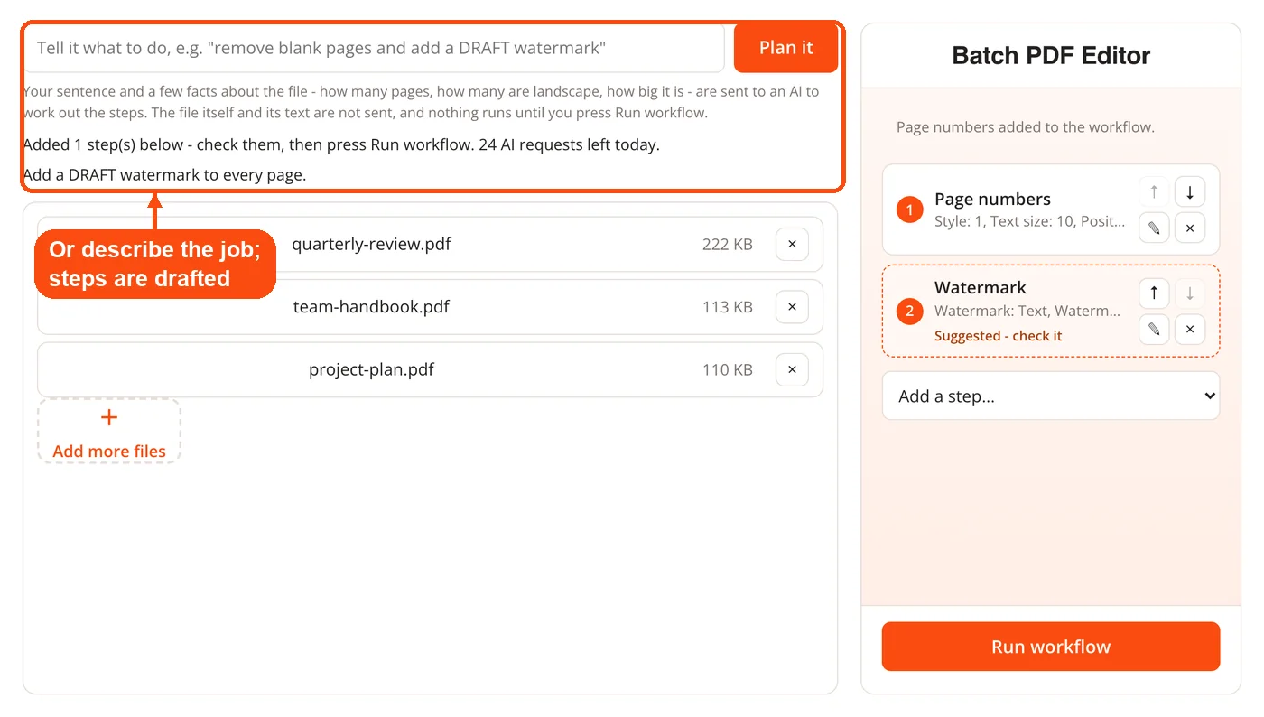 Request typed and steps drafted
