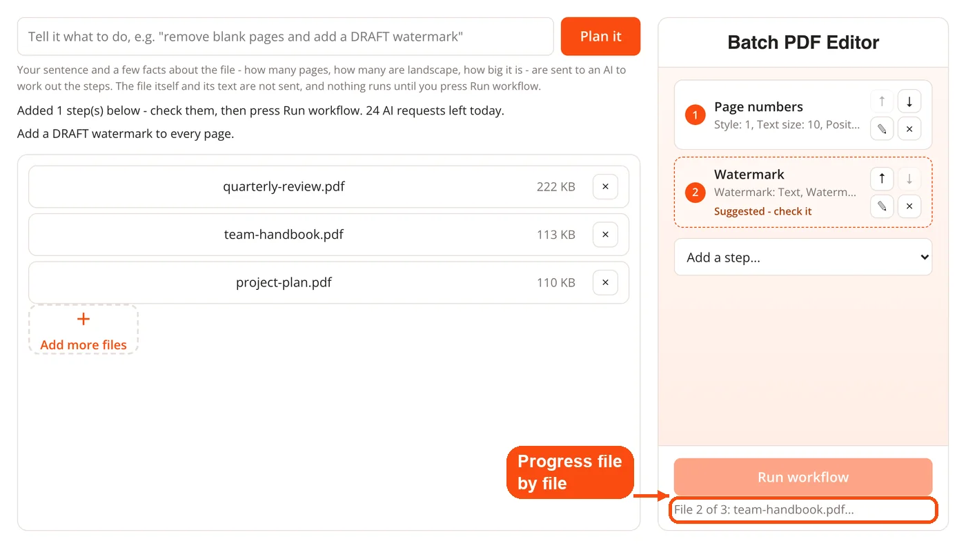 Batch running file by file