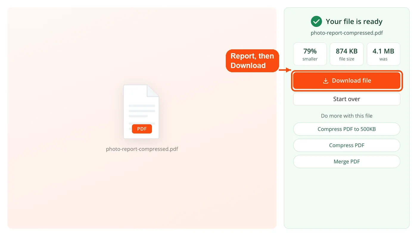 Compressed PDF and report