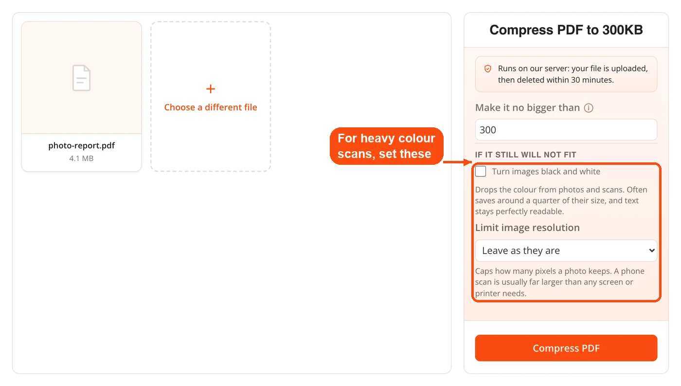 PDF added with optional settings