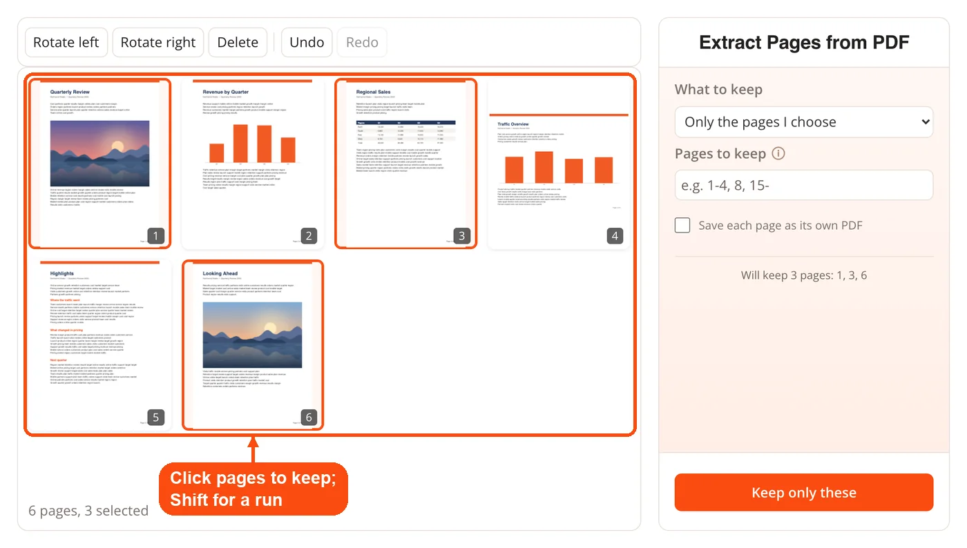 Pages selected for extracting