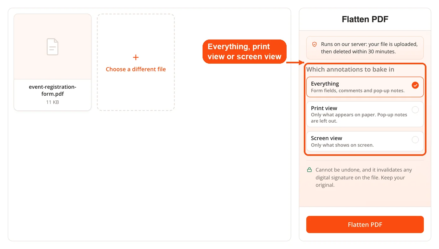 Options for what to flatten