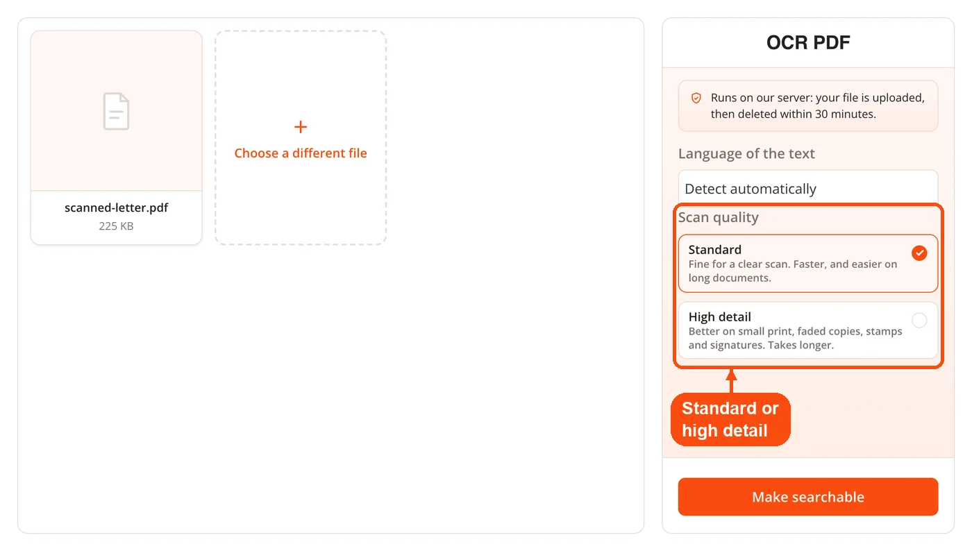Scan quality options