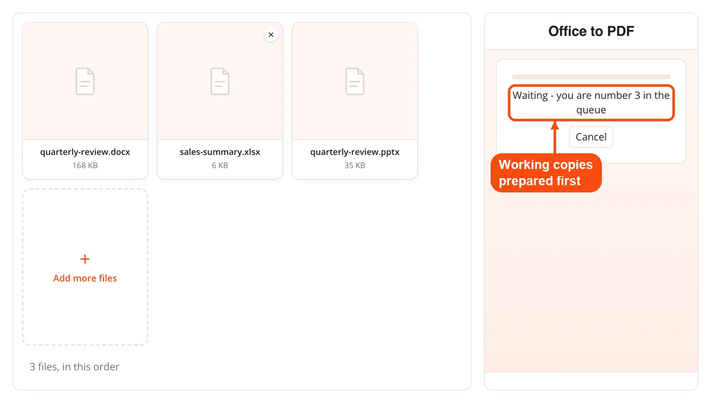 Files being prepared on the server