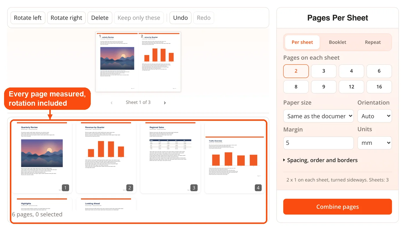 PDF pages measured and shown