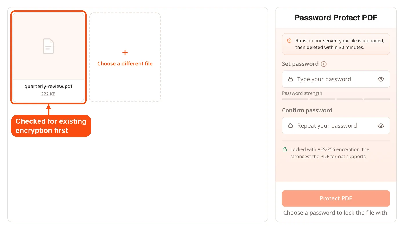 PDF ready for the encryption check