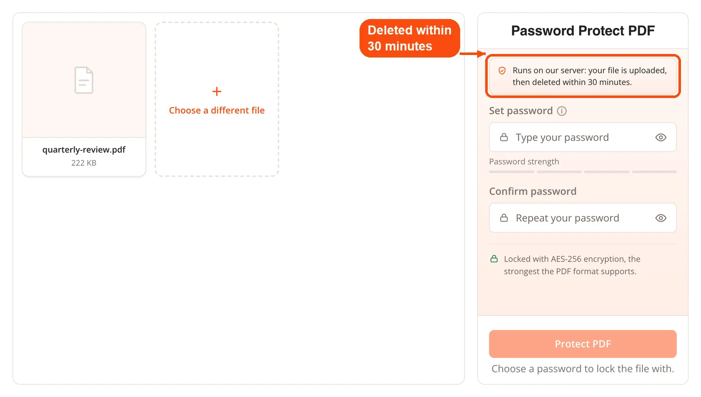 PDF added for password protection