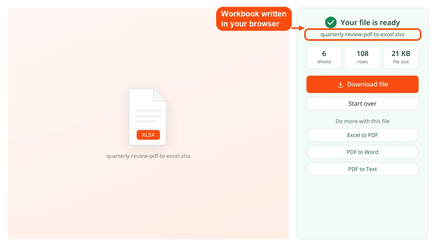 Excel workbook written in the browser