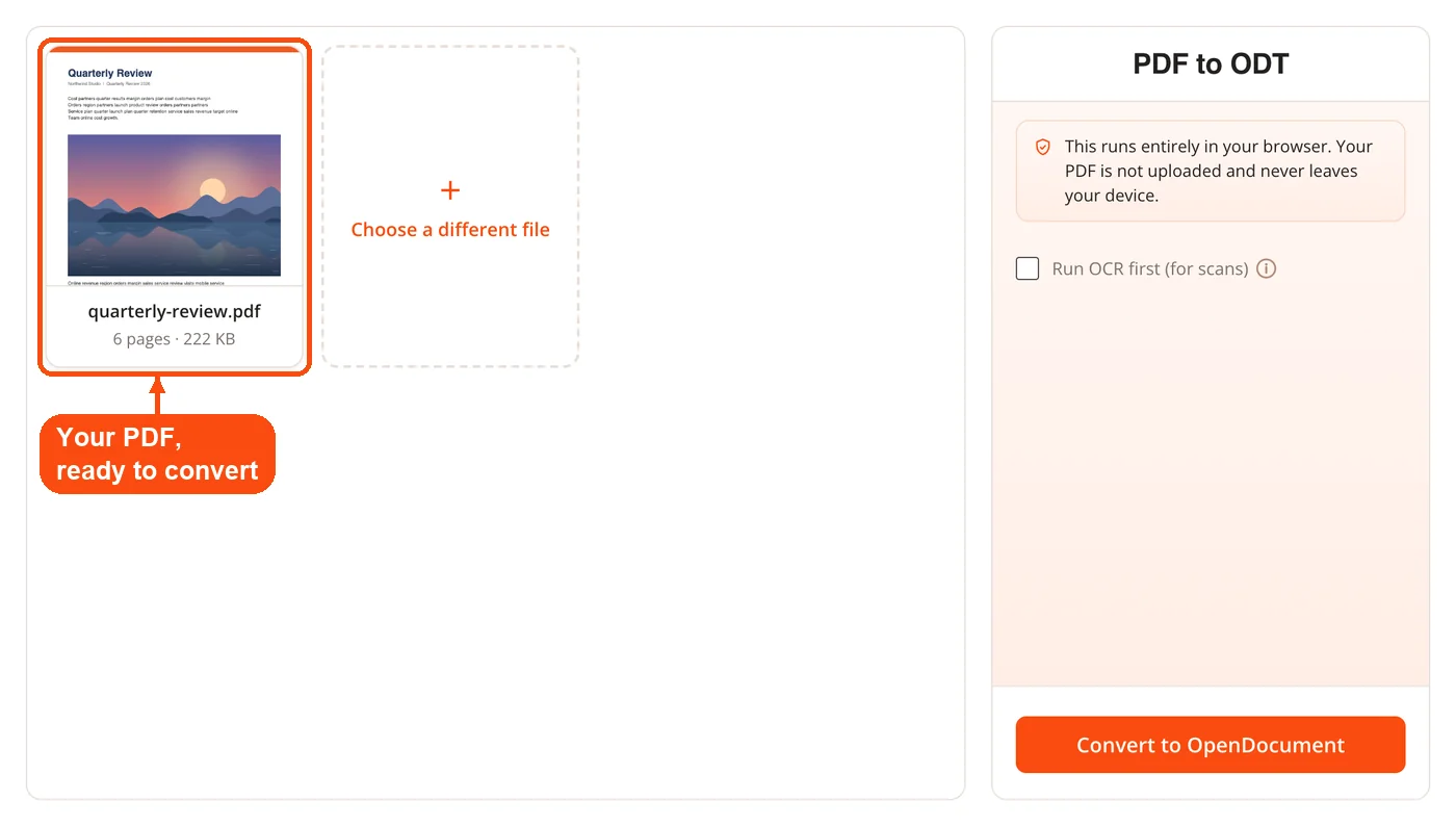 PDF added for conversion to ODT