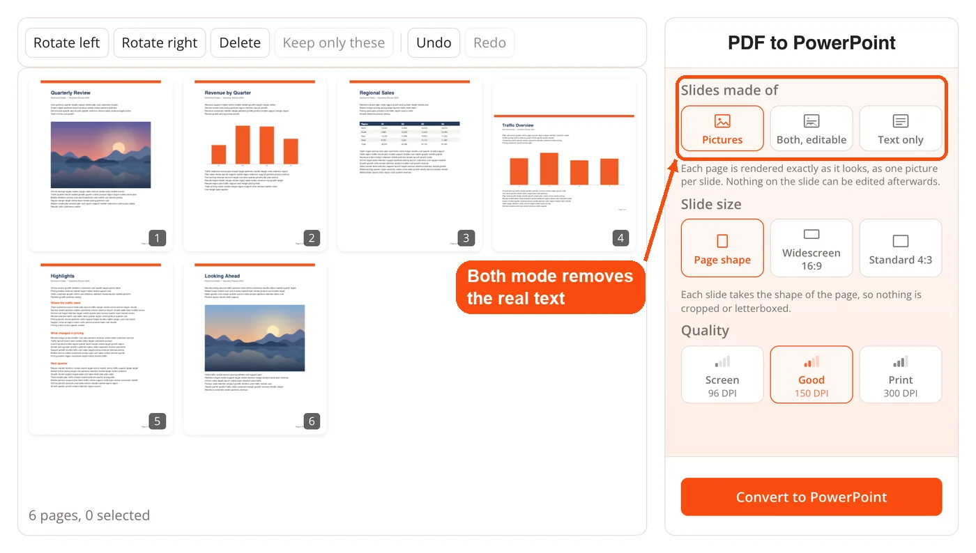 Slides made of option