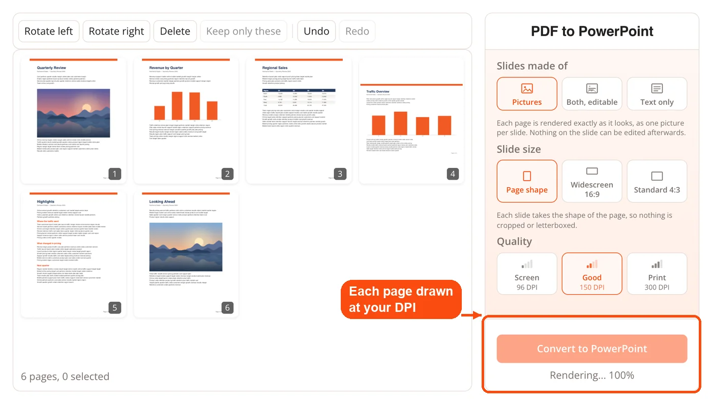 Pages being drawn as slides