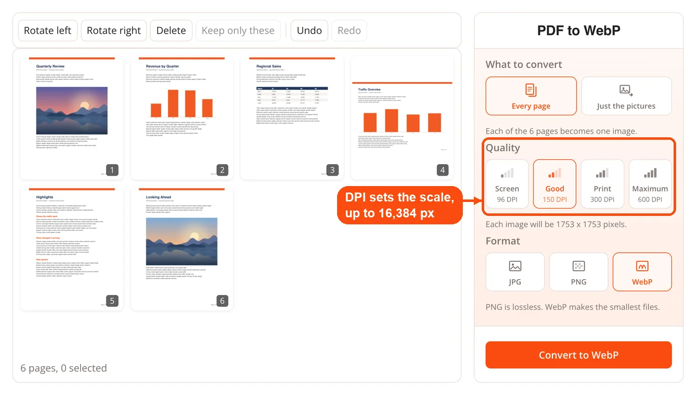 Quality options in DPI