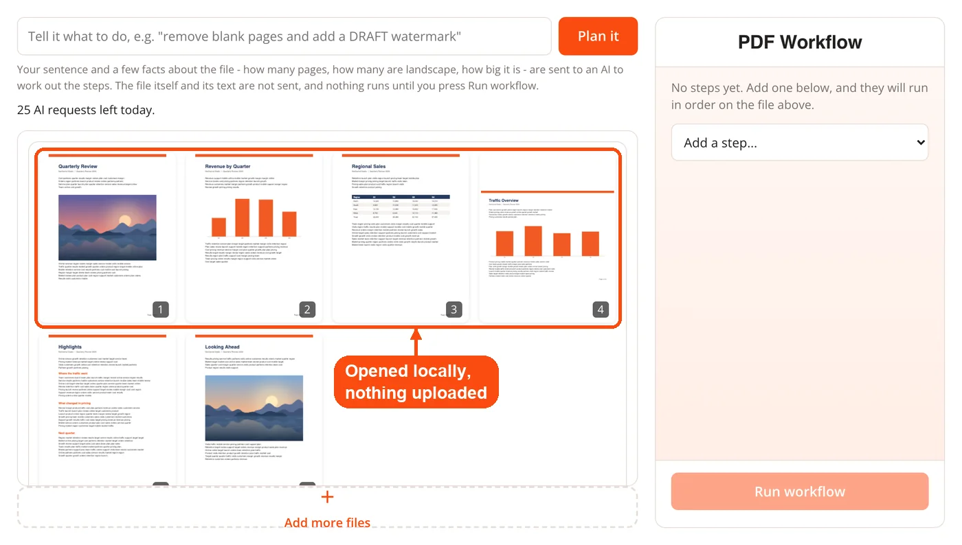 PDF opened for the workflow