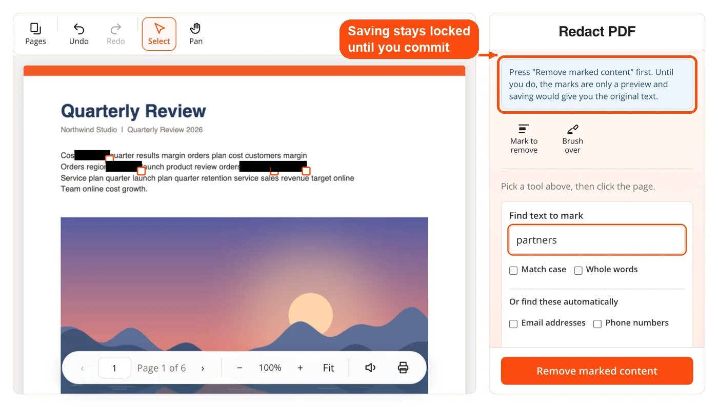 Notice asking to remove marked content
