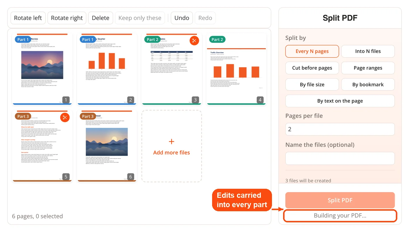Parts being built in the browser