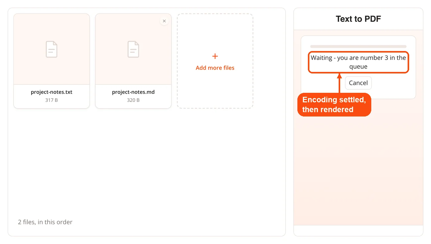Text files converting on the server