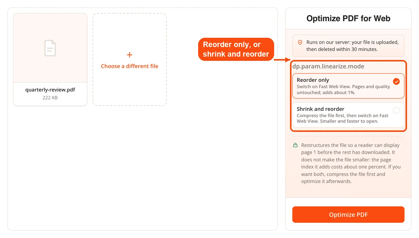 Reorder only or shrink and reorder
